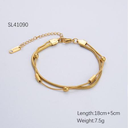 Braccialetti a catena fai da te da donna in acciaio inossidabile color oro impermeabile della serie classica da 1 pezzo