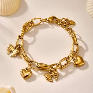 Braccialetti con ciondolo da donna color oro impermeabile in acciaio inossidabile a forma di orso di lusso, 1 pezzo h5 Immagine8