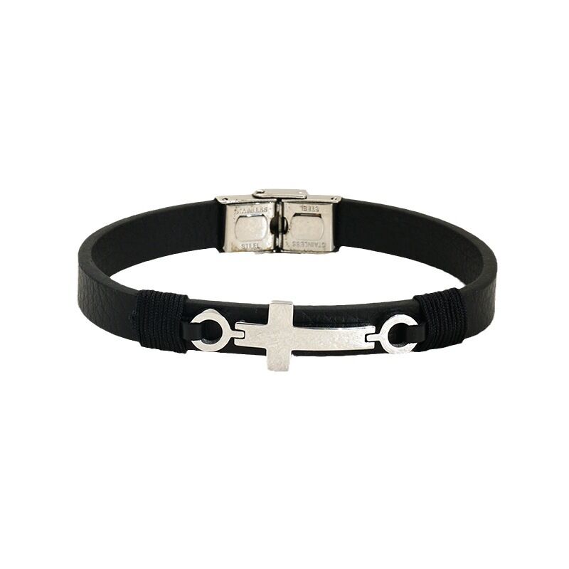 1 Piece Classic Series Retro Cross Stainless Steel Men's Bracelet h5Picture5
