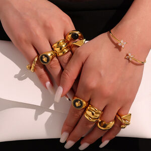 1 Piece Classic Irregular Shape Stainless Steel Waterproof Gold Color Statement Rings h5 Picture3