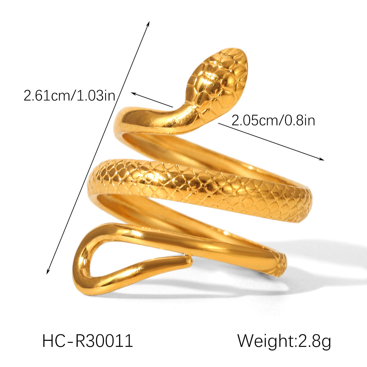 1 Stück Simple Series Daily Snake Edelstahl Wasserdichter Statement-Ring Bild2