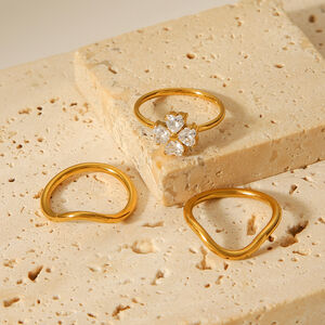 1 Piece Daily Flower Stainless Steel Waterproof Zircon Statement Rings h5 Picture4