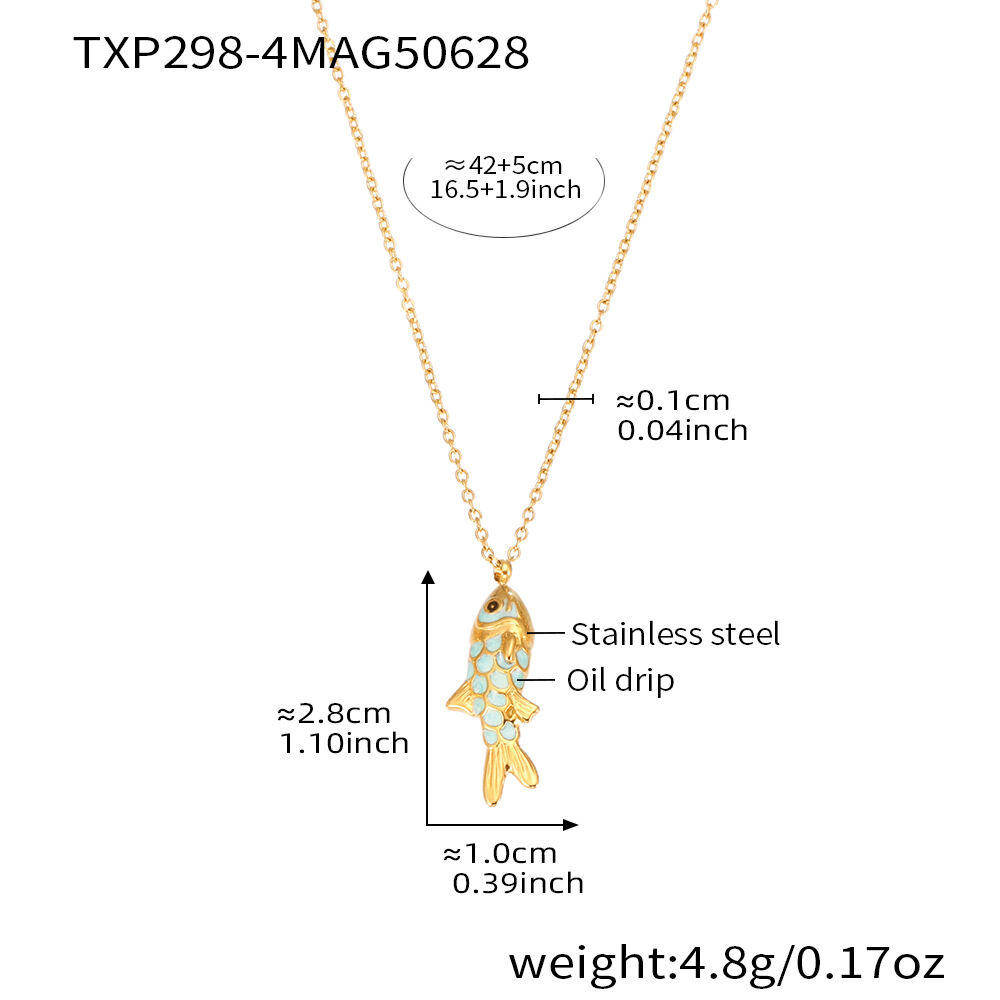 Txp298-4 Blue Fish Pendant Necklace 42+5Cm Picture2