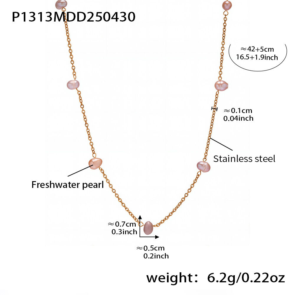 P1313-Grijze zoetwaterparelketting 42+5 cm Afbeelding2