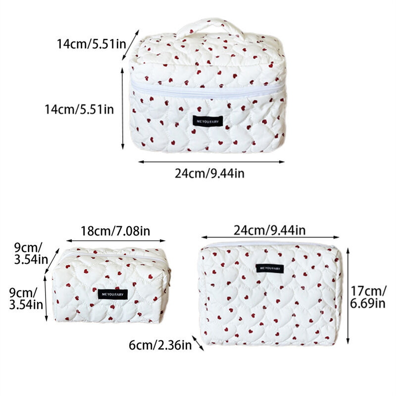 Bolsa de maquillaje clásica para mujer de 1 pieza con estampado completo y temática de corazones h5 Imagen5