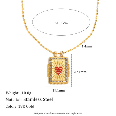 Collar con colgante de Tarot clásico de acero inoxidable, delicado y resistente al agua, color dorado, para mujer, 1 pieza