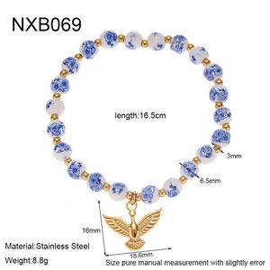 1 Piece Classic Elegant Flower Ceramics Gold Color Women's Beaded Bracelets h5