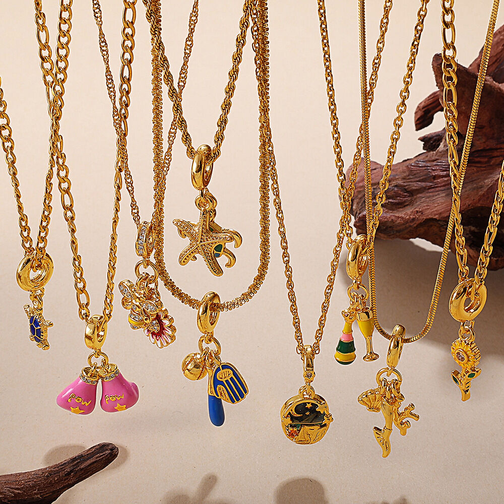 1 Piece Stainless Steel Waterproof Gold Color Pendant Necklace
