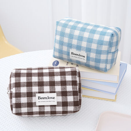 1 Pair Simple Series Casual Mixed Classic Checkered Makeup Bag