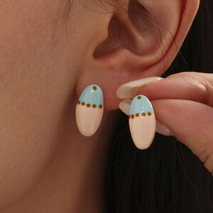 1 Pair Romantic Series Oval Stainless Steel Waterproof Gold Color Women's Stud Earrings h5 Picture5