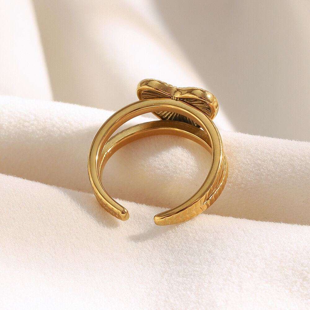 1 Stück Simple Series Casual Herz Edelstahl Wasserdicht Goldfarben Statement-Ringe Bild4