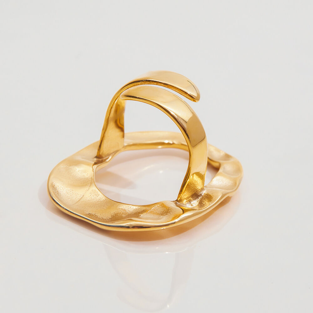 1 Piece Irregular Oval Stainless Steel Waterproof Gold Color Statement Rings h5Picture7