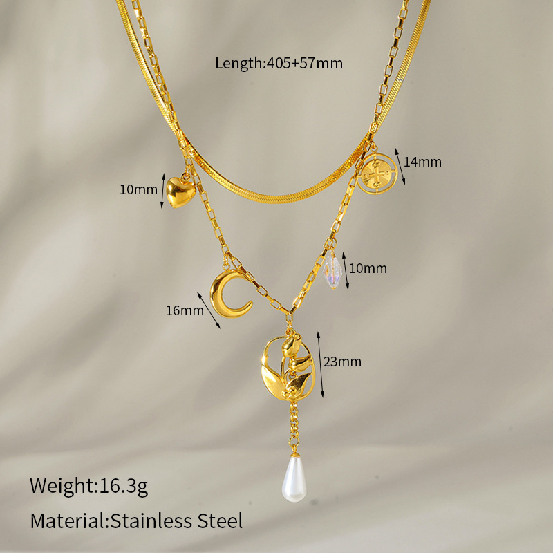 1 Piece Romantic  Flower  Heart Sun Stainless Steel Waterproof  Women's Pendant Necklaces Picture2