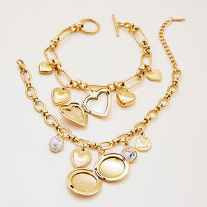 1 Piece Delicte Heart Stainless Steel Waterproof Gold Color Women's Charm Bracelets h5 Picture5