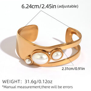1 Piece Elegant Irregular Shape Stainless Steel Waterproof Women's Cuff Bracelets h5 Picture2