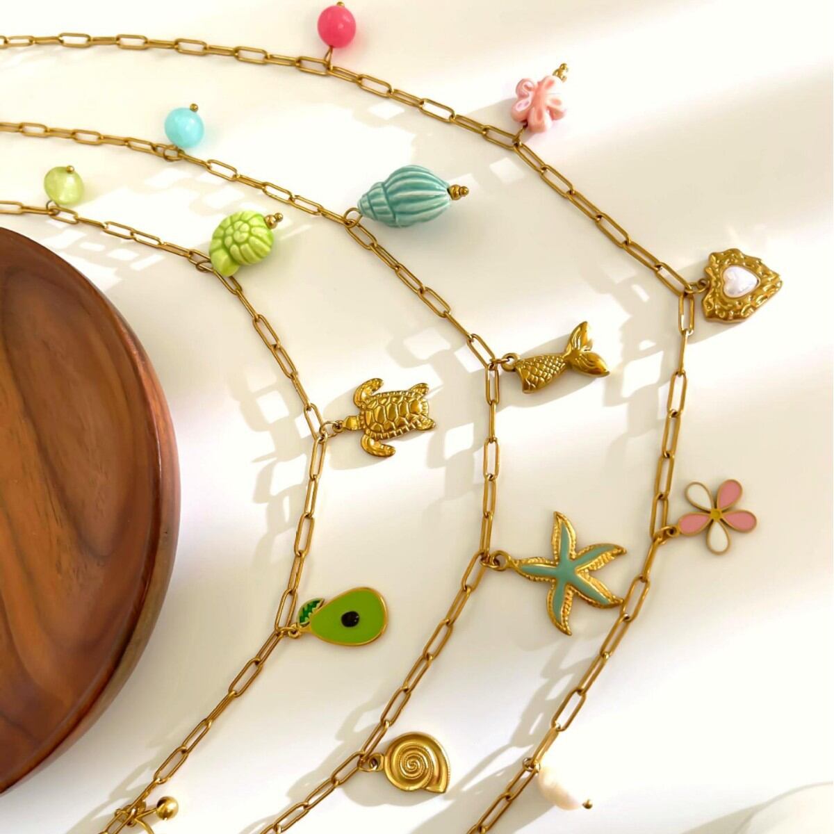 Collier pendentif Oceanic en acier inoxydable étanche couleur or (1 pièce) h5 Image5