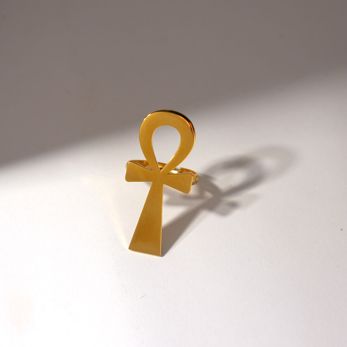 1 Piece Simple  Casual Cross Stainless Steel Waterproof  Gold Color  Statement Rings h5 Picture4