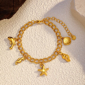 Bracelet à breloques en acier inoxydable doré, 1 pièce, en forme d'étoile de mer h5 Image5
