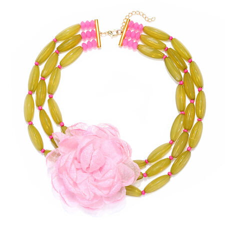 1 Piece Fabric Flower Layered Necklace