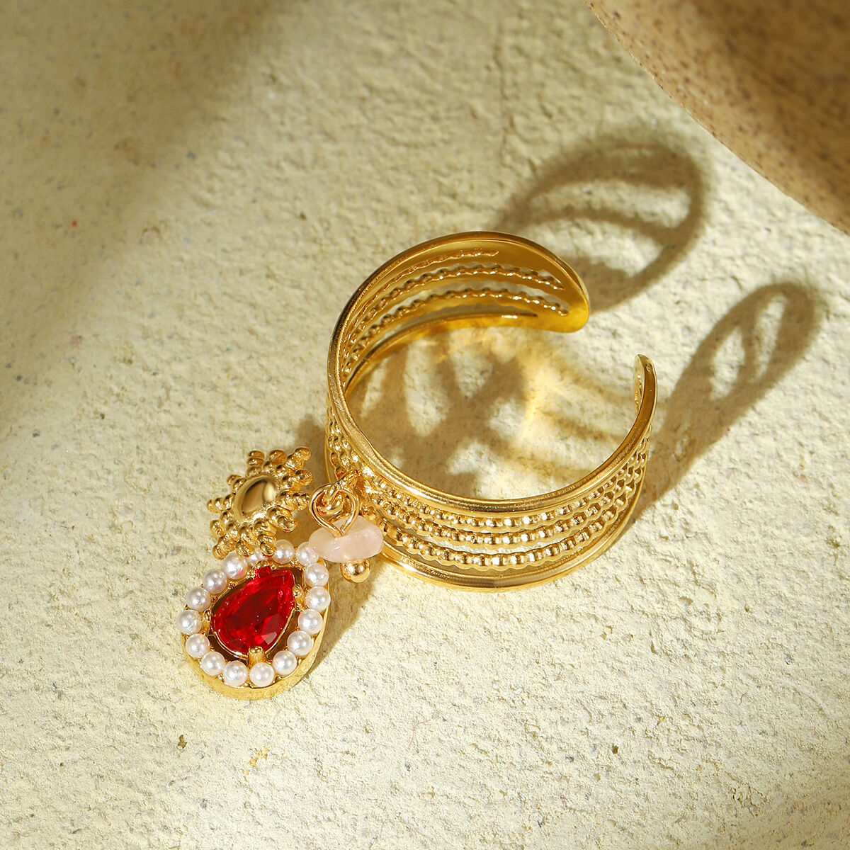 1 Stück Edelstahl-Ring, wasserdicht, goldfarben, Statement-Ring 2