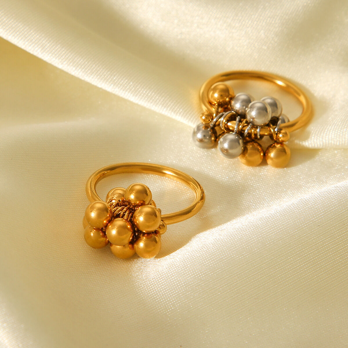 1 Stück Simple Series Daily Beads Edelstahl Wasserdicht Goldfarbene Statement-Ringe h5 Bild3