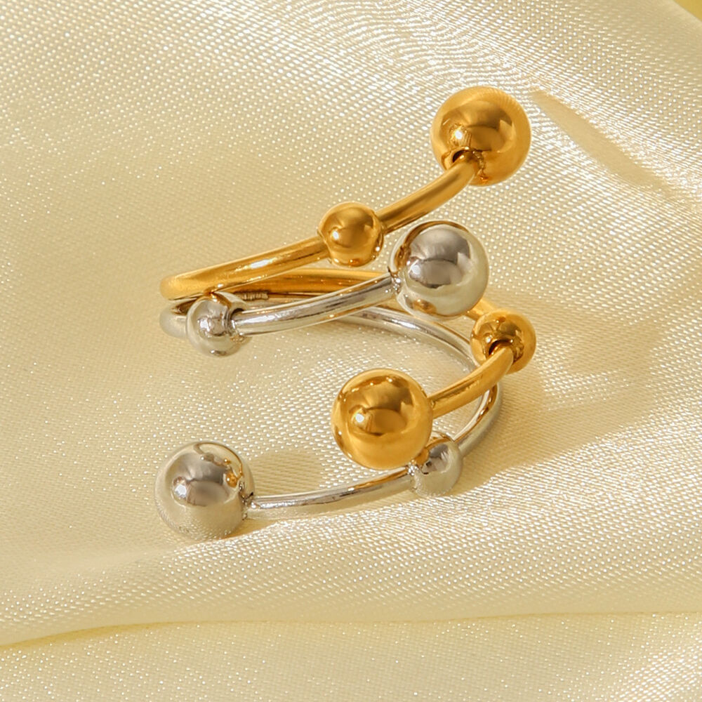 1 pezzo semplice quotidiano misto acciaio inossidabile impermeabile color oro anelli dichiarazione h5Immagine4