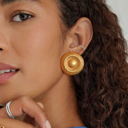 1 Pair Simple Circle Stainless Steel Waterproof Gold Color Women's Stud Earrings
