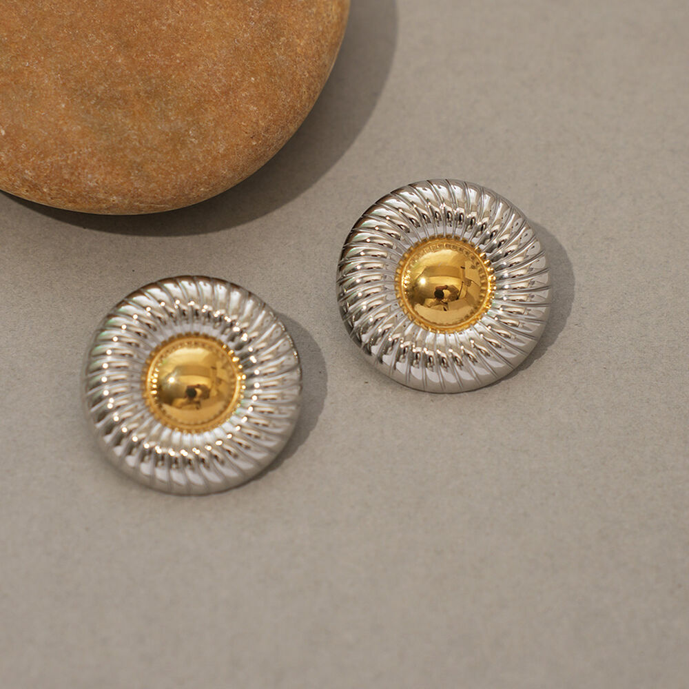 1 Pair Simple Circle Stainless Steel Waterproof Gold Color Women's Stud Earrings h5Picture6