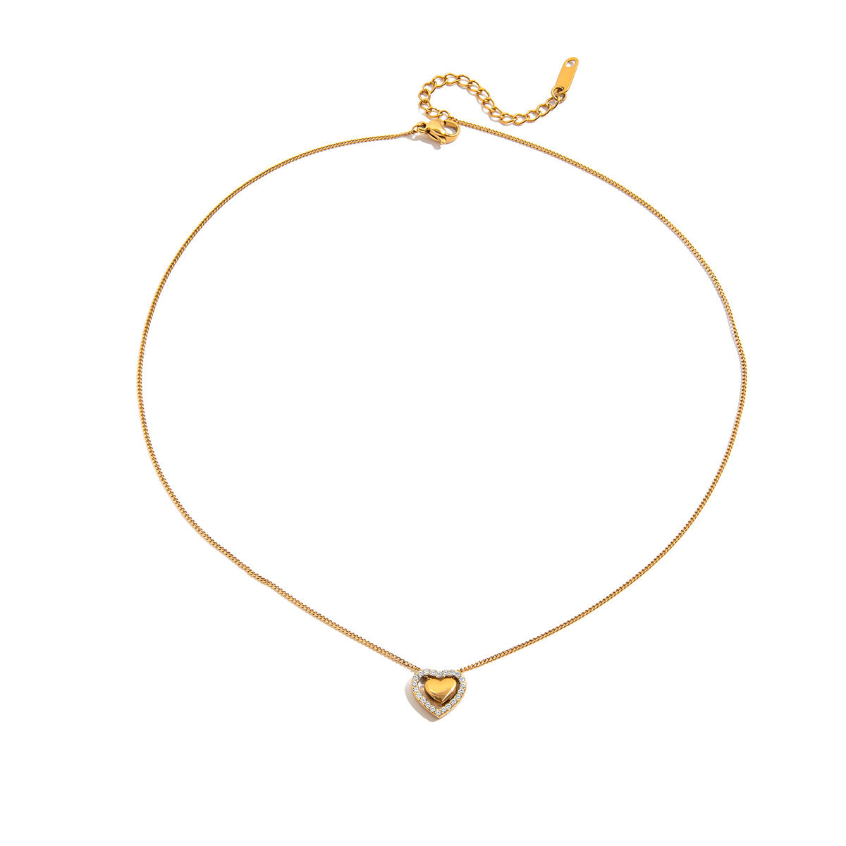 1 Stück Exquisite Herzanhänger-Halskette aus Edelstahl, wasserdicht, goldfarben, für Damen h5 Bild7