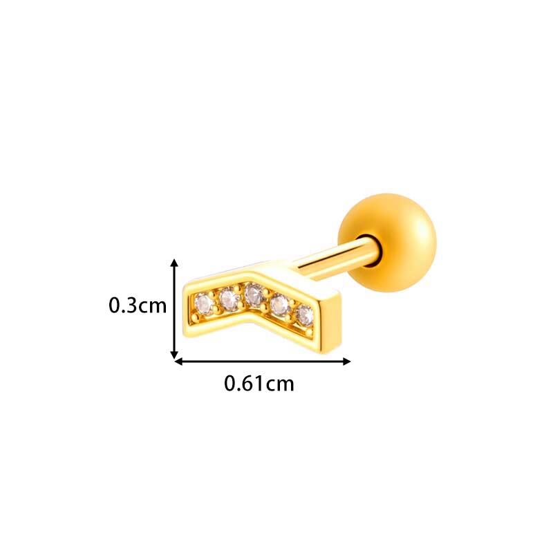 1 stuk ster koper goudkleurige zirkoon piercing oorbel h5 Afbeelding2