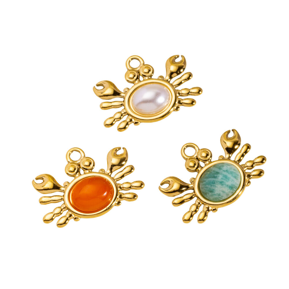 Ocean Series Cute Crab Stainless Steel Waterproof DIY Pendant h5 Picture5