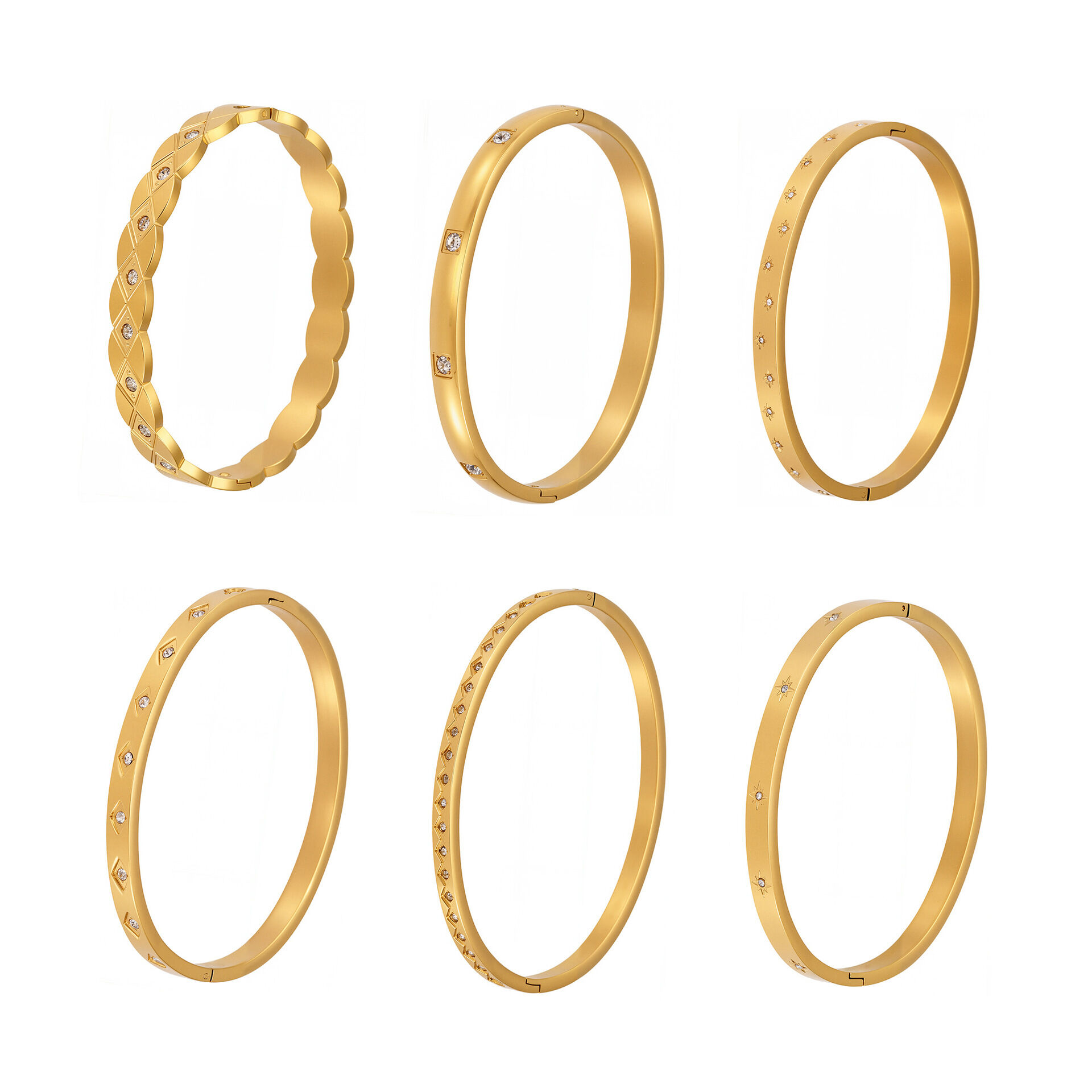 1 Piece Classic Irregular Shape Stainless Steel Waterproof Gold Color Women's Bangles Picture10