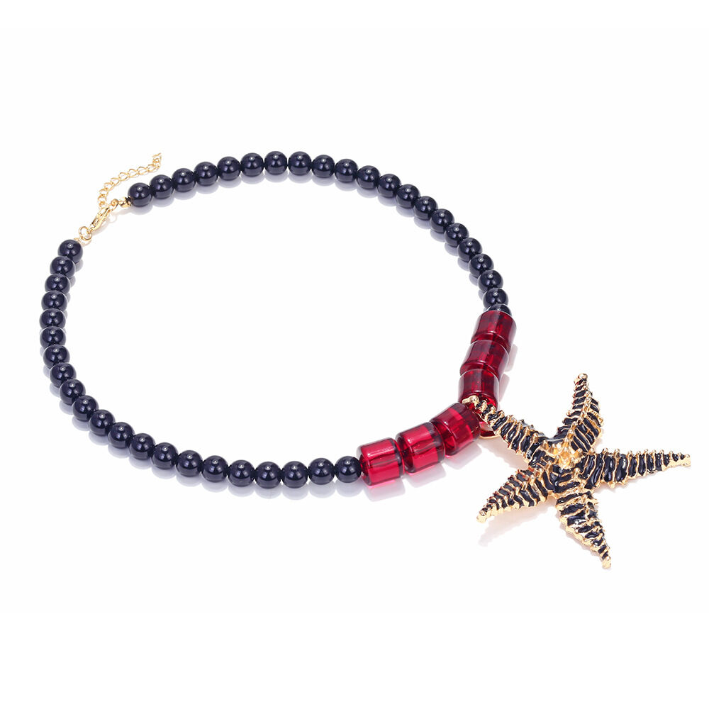 1 Piece Alloy Starfish Beaded Necklace Picture2