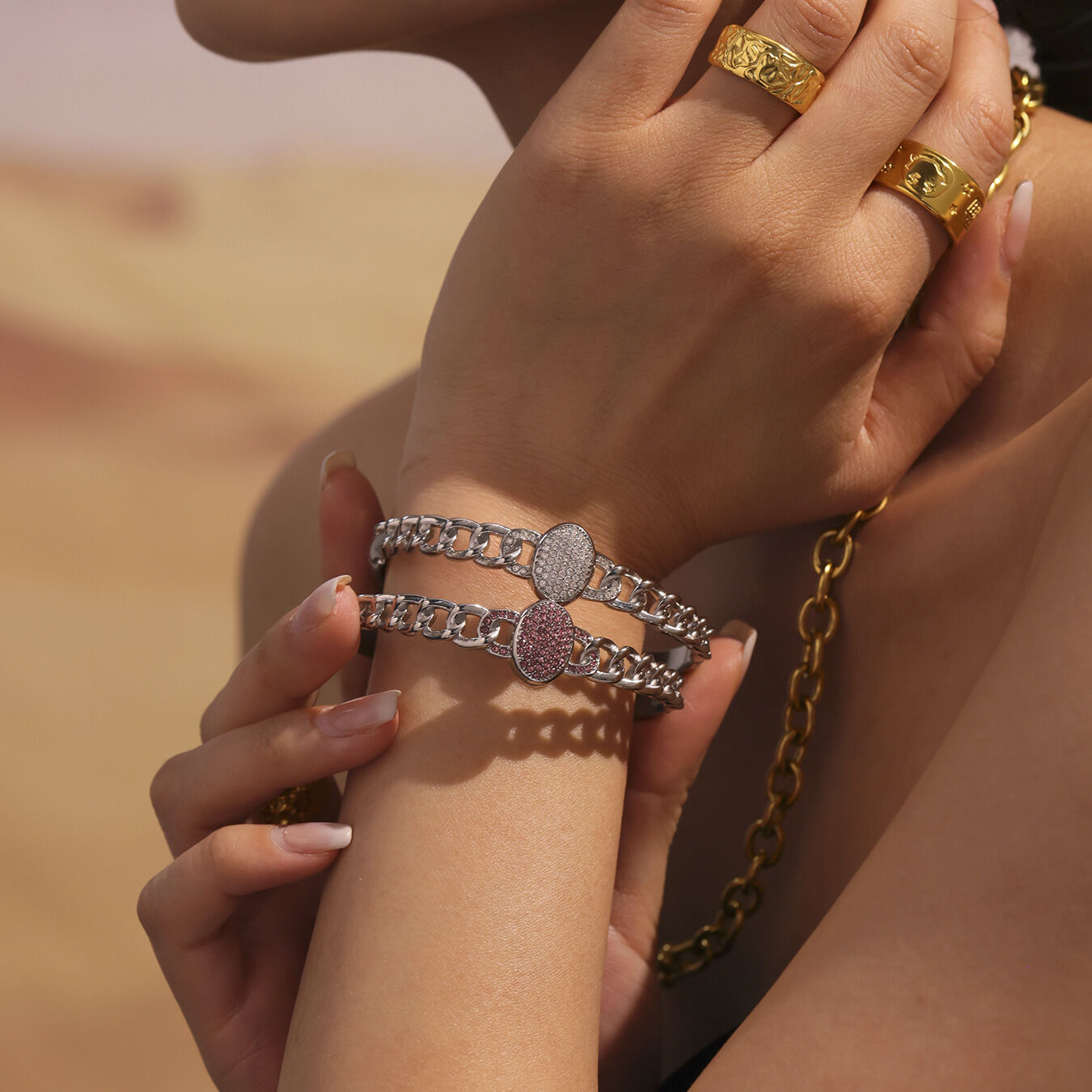 1 Piece Luxurious Series Oval Stainless Steel Waterproof Gold Color Women's Bangles Picture3