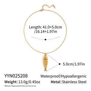 1 Piece Simple Casual Fish Stainless Steel Waterproof Gold Color Women's Pendant Necklaces h5