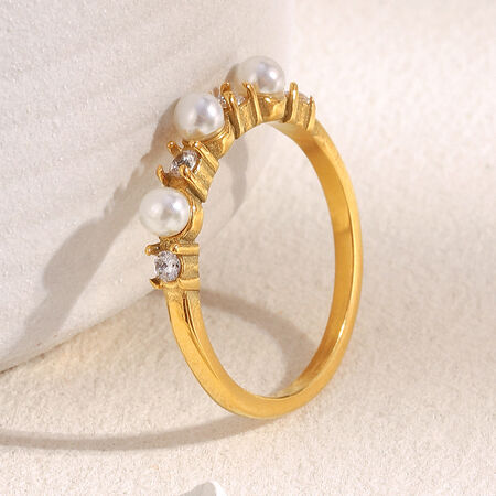 1 Piece Simple Series Elegant Circle Stainless Steel Waterproof Women's Gemstone Rings