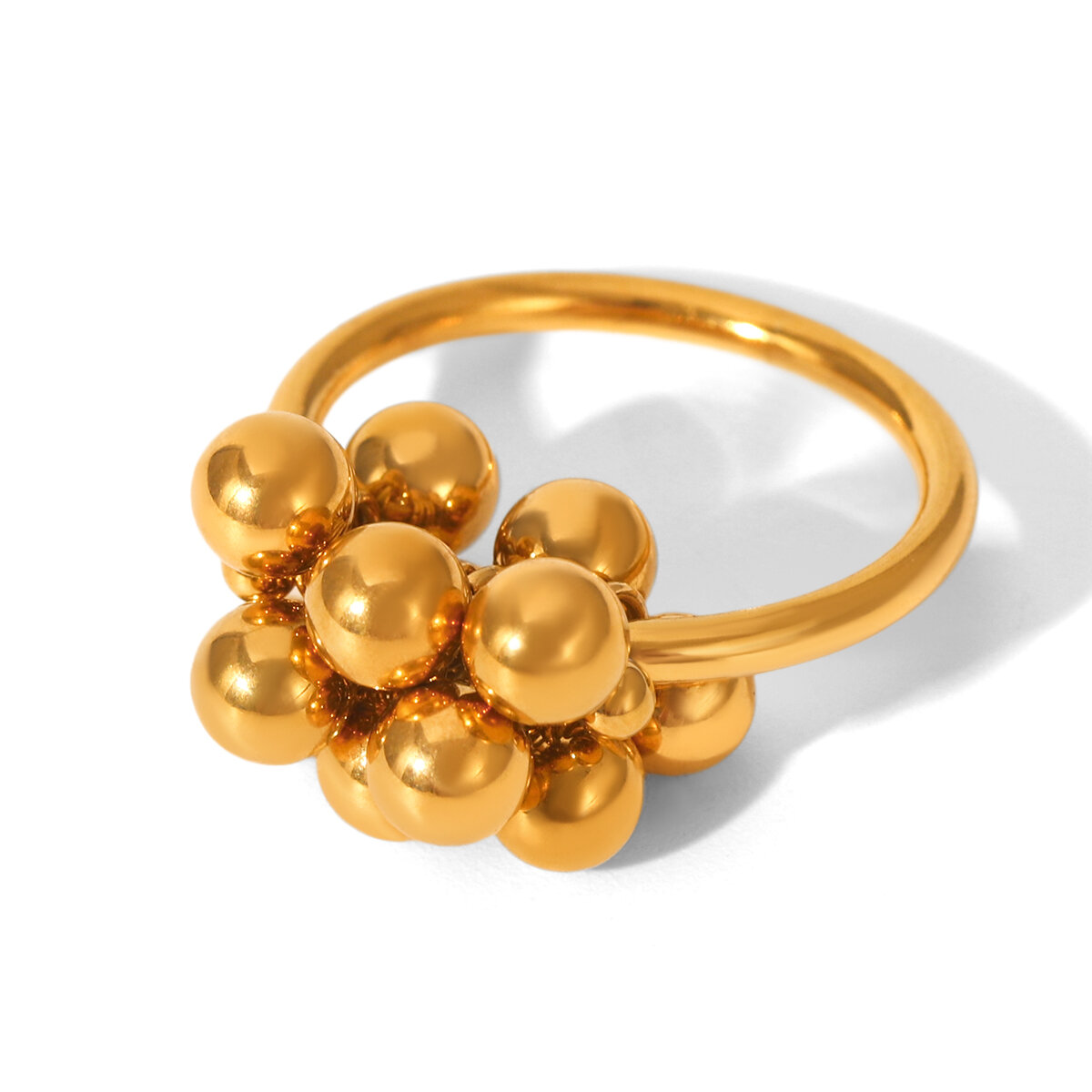 1 Stück Simple Series Daily Beads Edelstahl Wasserdicht Goldfarbene Statement-Ringe 