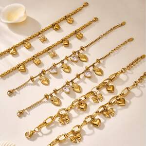 Braccialetti con ciondolo da donna color oro impermeabile in acciaio inossidabile a forma di orso di lusso, 1 pezzo h5 Immagine7