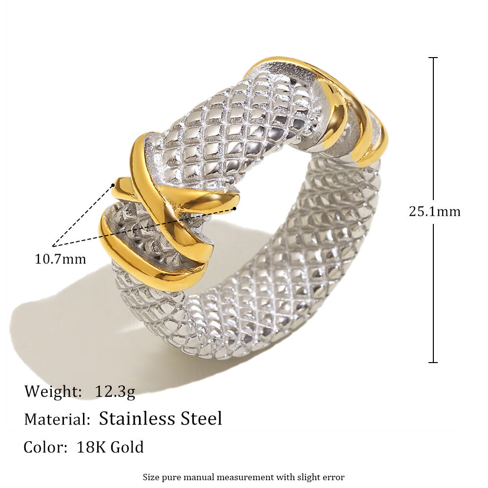 1 Piece Luxurious Series Casual Mixed Color Stainless Steel Waterproof Statement Rings h5 Picture2