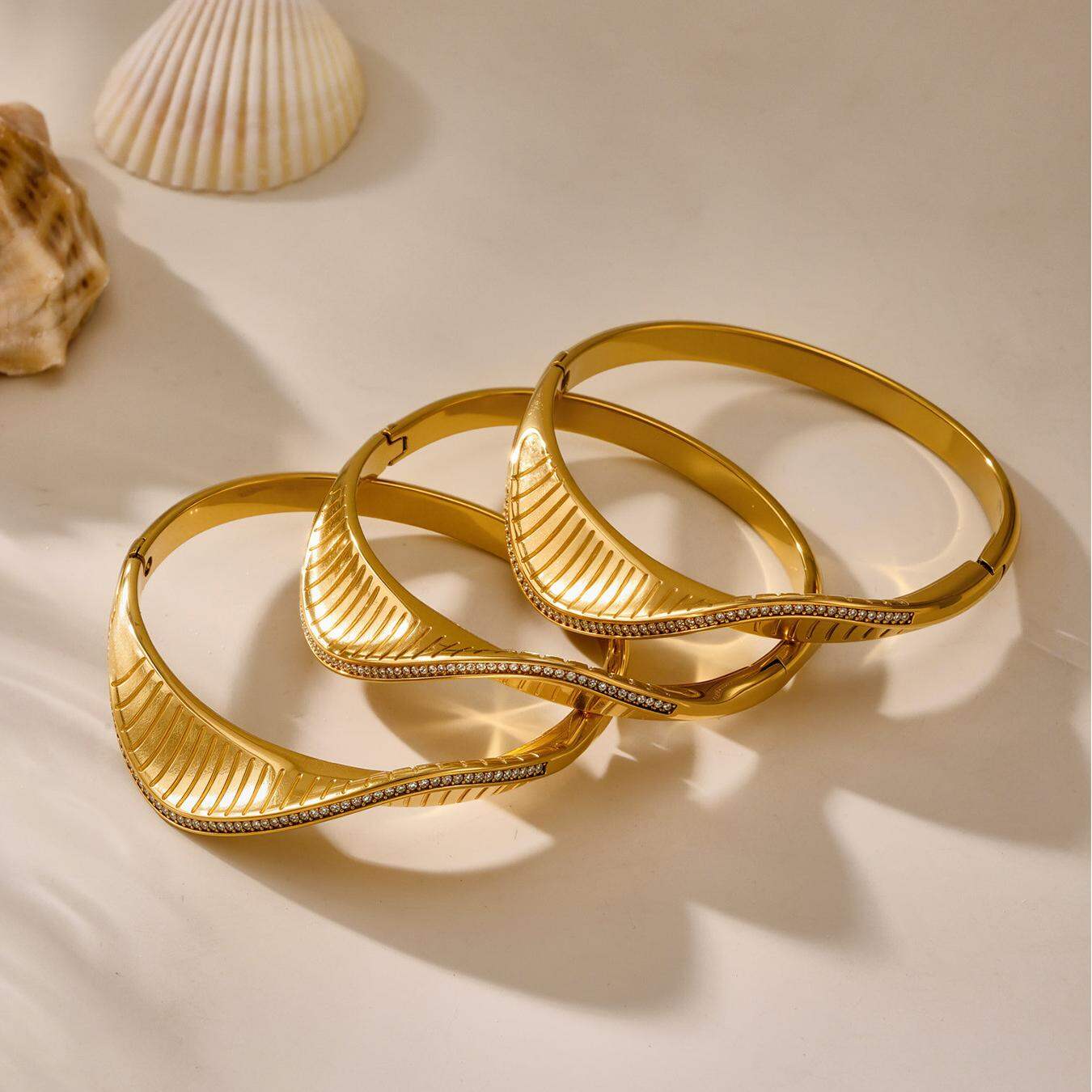 Braccialetti da donna color oro impermeabili in acciaio inossidabile a spirale classica da 1 pezzo h5 Immagine5