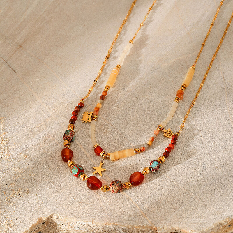 1 Piece Natural Stone Beaded Necklace Picture3