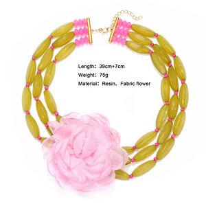 1 Piece Fabric Flower Layered Necklace h5