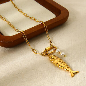 1 pezzo di collana con ciondolo a forma di tartaruga in acciaio inossidabile impermeabile color oro h5 Immagine2