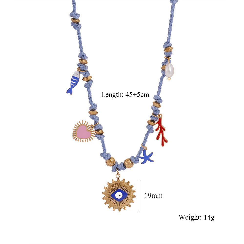 1 Piece Elegant Devil's Eye Natural Stones Gold Color Women's Beaded Necklaces Picture2