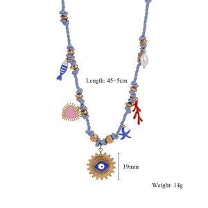 1 Piece Elegant Devil's Eye Natural Stones Gold Color Women's Beaded Necklaces h5 Picture2