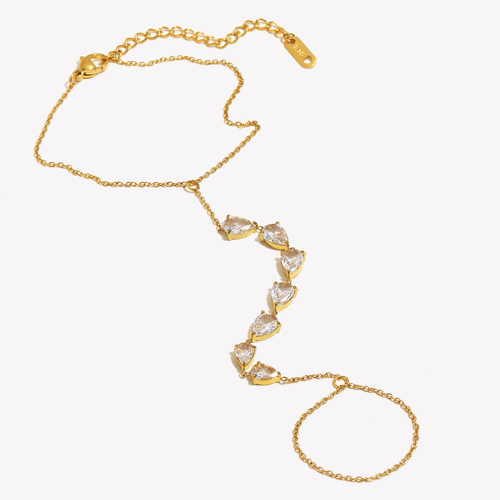 1 Stück Luxus-Serie Elegantes, unregelmäßig geformtes, wasserdichtes Damen-Kettenarmband aus Edelstahl mit Zirkonia Bild4