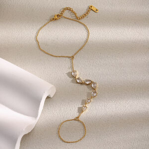 1 Stück Luxus-Serie Elegantes, unregelmäßig geformtes, wasserdichtes Damen-Kettenarmband aus Edelstahl mit Zirkonia h5 Bild3