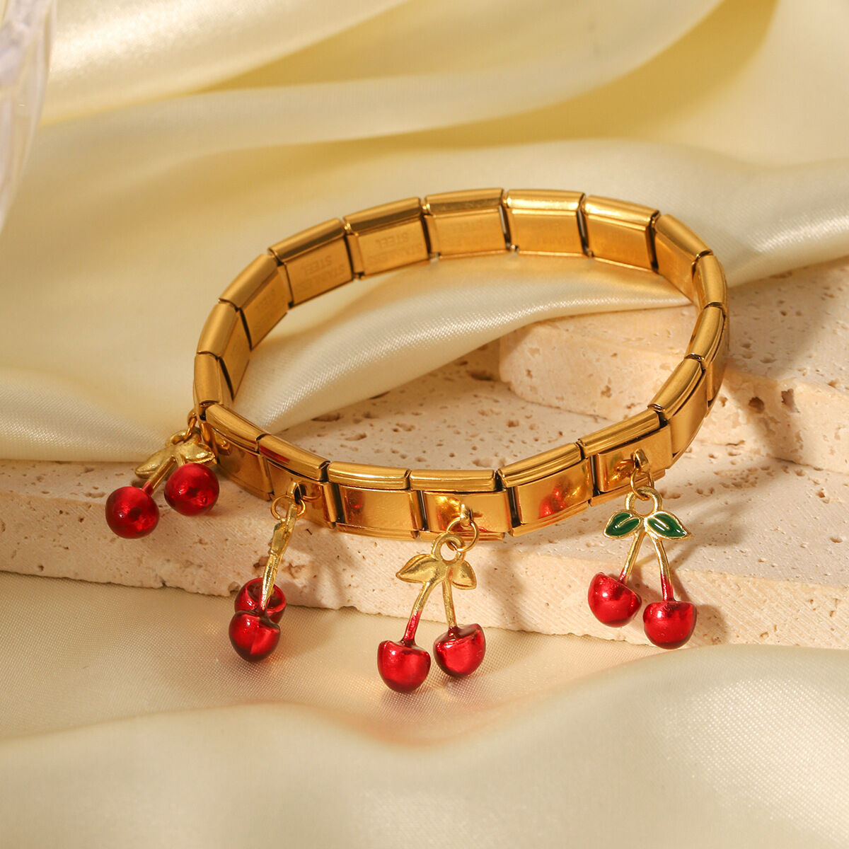 1 par de pulseras de acero inoxidable resistentes al agua para mujer, de la serie Simple, con diseño de plantas diarias