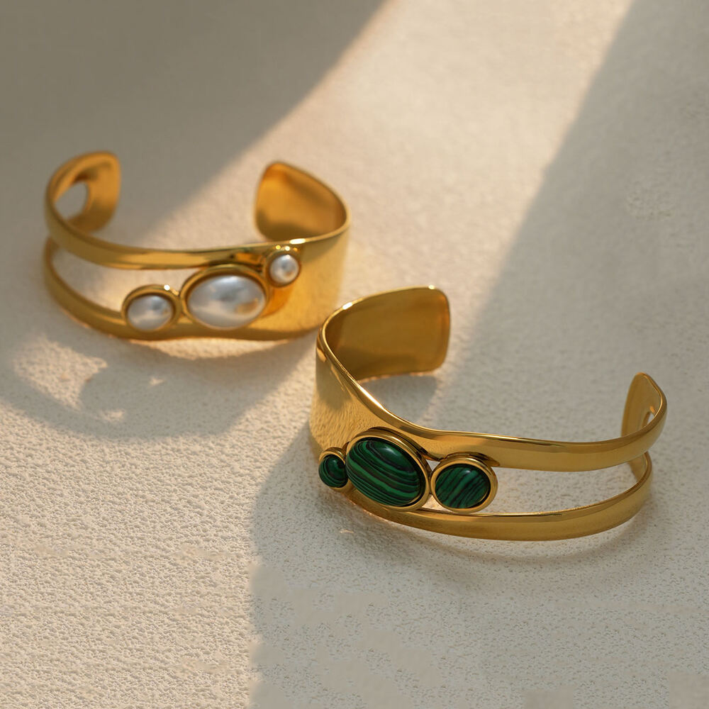 1 Piece Elegant Irregular Shape Stainless Steel Waterproof Women's Cuff Bracelets h5Picture5