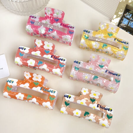 1 fermaglio per capelli da donna in acrilico con fiori dolci
